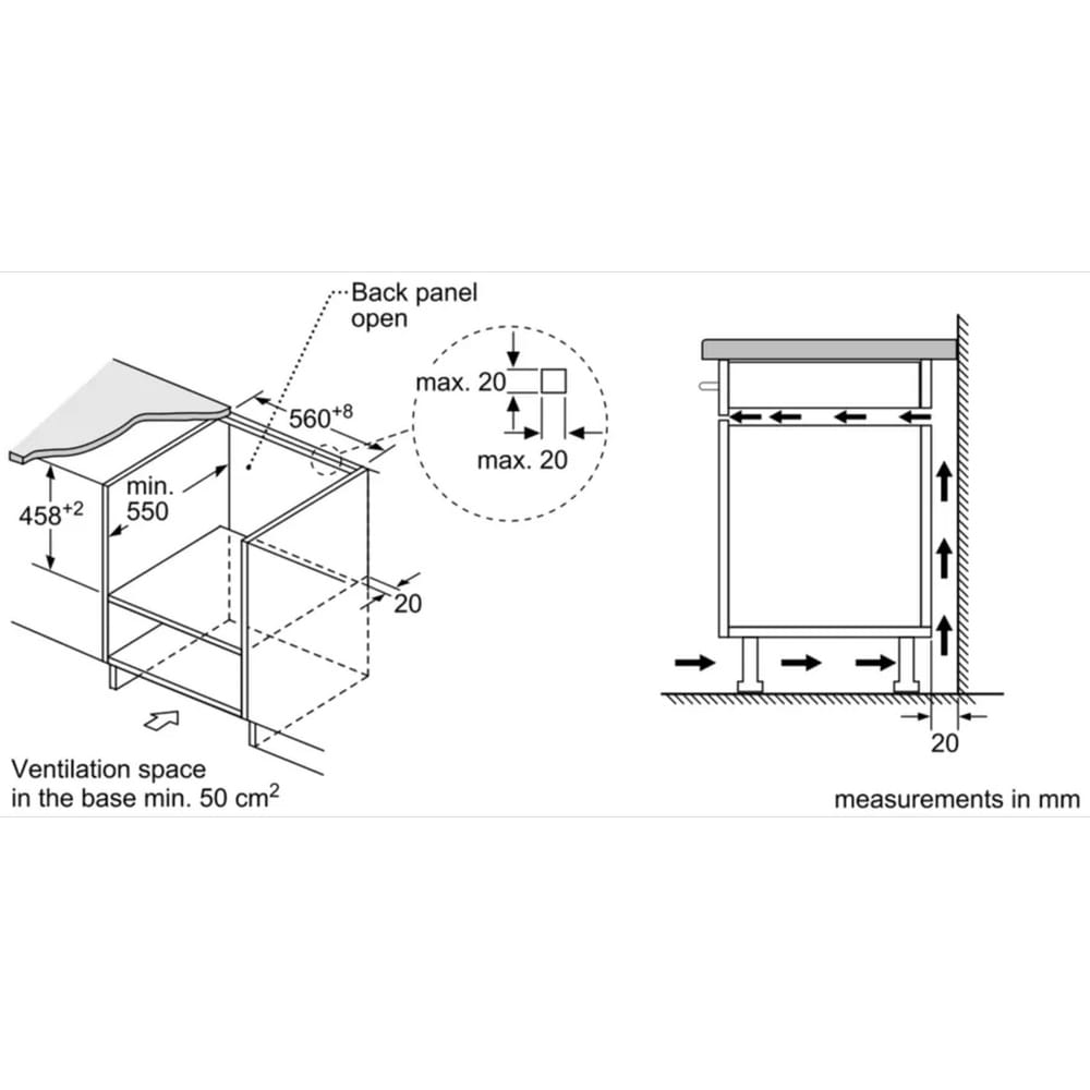 Bosch CMA583MS0B Built In Compact Oven, Grill Microwave, 45cm High