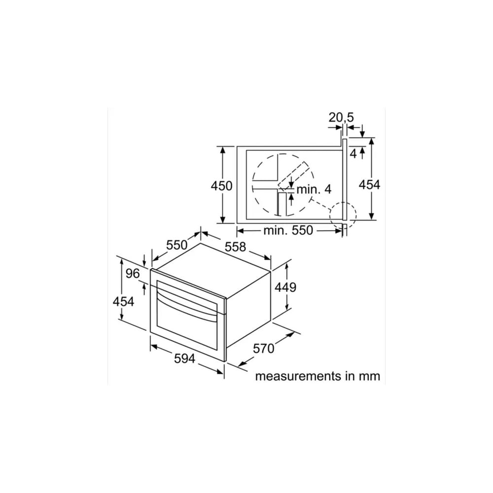 Bosch CMA583MS0B Built In Compact Oven, Grill Microwave, 45cm High